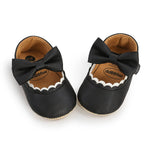 LAFEGEN Baby Girls Mary Jane Flats with Bownot Non Slip Soft Sole PU Leather Newborn Infant Toddler First Walker Cirb Dress Shoes, 0-6 Months Infant, 12 Black