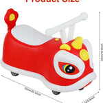 Wiggle Car Toy with 4 Wheels, Indoor Outdoor No Batteries Gears Pedals Ride-on Toy with Handle, Just Twist Wiggle Go Swing Car Toy for Kids Ages 2-4 Red