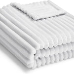 Soft Fleece Baby Blanket Ultra Cozy Baby Blankets for Boys Girls Warm and Lightweight Infant Toddler Newborn Receiving Gift with Reversible Stripes for Crib Stroller, 30x40 Inch, Cream