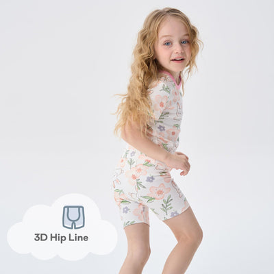 pureborn Baby Girl Pajamas Set Kids Short Sleeve Snug Fit Cotton Sleepwear Pjs 2pcs Set Rabbit Floral 12-18 Months