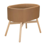 babyletto x GATHRE Capsule Bassinet in Vegan Camel Leather, Wipeable & Water Resistant