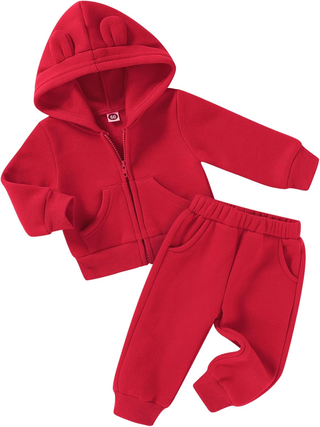 Happy Town Baby Clothes for Girls Boys Clothes Solid Color Zipper Hoodie and Pants Set Infant Fall Winter Outfits