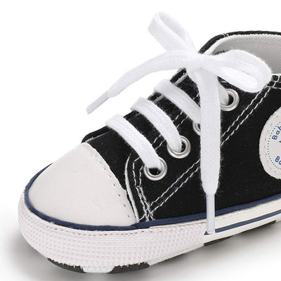 KKIIDDSS Unisex Baby Girls Boys Canvas High-top Shoes, Newborn Infant Anti-Slip Soft Sole Frist Walking Sneakers New (A01/Black,6-12 Months)
