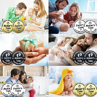 Funny Baby Gift New Parents Decision Coin,Pregnancy Gifts New Dad Mom Gifts,New Parents Gifts for Couples Halloween Thanksgiving Christmas Gift for First Time to be Moms Dads Daddy Mummy Double Sided
