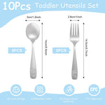 10 Pieces Toddler Utensils Kids Silverware Set, Kids Silverware Stainless Steel Childrens Safe Flatware Metal Baby Utensils Set Small Forks and Spoons for Self Feeding, Dishwasher Safe