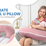 INSEN Pregnancy Pillows, Multi-use Maternity Pillows for Sleeping and Nursing, U Shaped Pillow for Adults (Cooling Tencel-Pink)