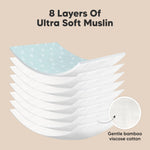 5-Pack Muslin Burp Cloths Baby Boy, Girl - Very Absorbent Baby Burp Cloth Rags, 8-Layers Viscose Derived from Bamboo Cotton Muslin Towel, Super Soft Spit Up Rags, No Shrink Washcloths (Blooms)