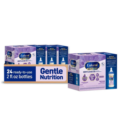 Enfamil Gentlease baby formula boxes with packaging on a white background