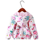 Feidoog Kids Baby Toddler Girls Cartoon Spring Fall Outerwear Windbreaker Zipper Hooded Jackets Coat,Unicorn,3-4T