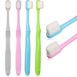 Boao 4 Pieces Soft Micro-Nano Manual Toothbrush Extra Soft Bristles Toothbrush with 20,000 Bristles for Fragile Adult Kid Children (Blue, Gray, Green, Purple)