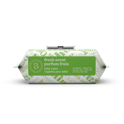 Amazon Elements Baby Wipes, Fresh, Flip-Top Packs, 810 Count, 9 Packs of 90 Counts