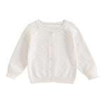 Infant Baby Girl Cardigan Sweater Long Sleeve Button Up Knit Sweatshirt Jacket Toddler Baby Girl Fall Outfits (White, 0-6 Months)