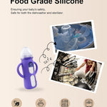 ZCH 4-Pack Silicone Sleeves with Handles for Lansinoh Glass Bottles, BPA-Free Drop-Resistant Baby Bottle Sleeves with Handles, Compatible with Lansinoh Anti-Colic Glass Baby Bottles (8 oz)