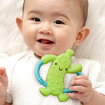 Itzy Ritzy Pickle-Shaped Baby Teether with Handles – Silicone Teether for Babies with Easy-Grab Handles and Textured, Teethable Surfaces – Baby Teething Toy for 3 Months & Up (Pickle)