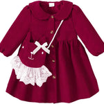 Mioglrie Toddler Girl Fall Dress Baby Girl Winter Clothes 6 12 18 24 Months Outfit Cute Dresses for Girls with Satchel