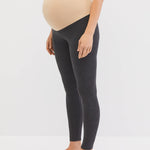 Motherhood Maternity Women's Essential Stretch Full Length Secret Fit Over The Belly Pregnancy Legging, Charcoal, Medium