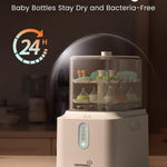 Grownsy 3 Layers Large Capacity Bottle Sterilizer and Dryer, 45% Faster Electric Steam Sterilization, Universal Bottle Sterilizer for Baby Bottles, Breast Pump Parts, Glass & Plastic, Compact Design