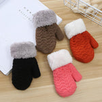 INOGIH Kids Toddlers Winter-Warm-Knit-Mittens 2-6TSoft-Elastic Thick-Lined Gloves for Cold Weather