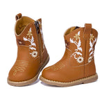 Newsonet Baby Cowboy Boots Infant Cowgirl Western Shoes Brown 12-18 Months