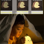HAPPYBAG Cute Silicone Night Light for Kids,Dimmable Nursery Pear Lamps,Kawaii Room Decor Fruit Night Light Bedside Lamp for Baby and Toddler