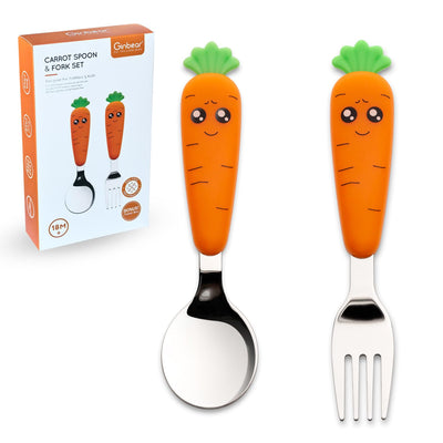 Ginbear Toddler Utensils with Case, Non-toxic Kids Spoons and Forks for Ages 18 Months+, Cute Child Flatware Set