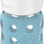 Lifefactory 8-Ounce Wide Neck Glass Baby Bottle with Protective Silicone Sleeve and Pivot Straw Cap, Denim (LG2241WDE4)