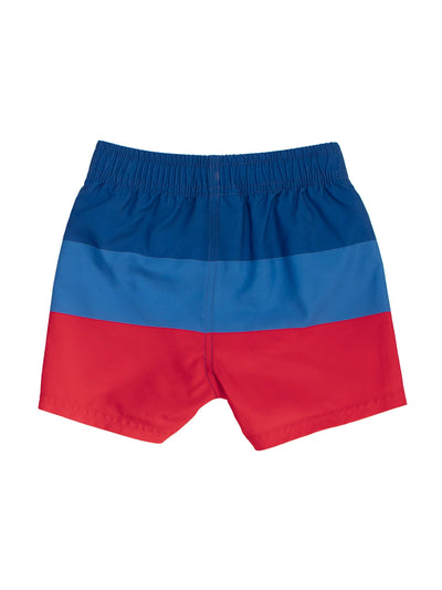 RUGGEDBUTTS Boys UPF50+ Sun Protection Striped Color Block Swim Trunks - Liberty Color Block, 3T