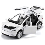 LLWEIT 1/32 Model x Metal Die Casting Toy Car for 3 to 12 Year Old Boy Pull Back Car Toy with Sound and Lights (White)