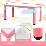 Costzon Kids Table and 4 Chair Set, Height Adjustable Toddler Desk and Chairs with Graffiti Desktop, Non-Slip Legs, Children Art Study Multi-Activity Table Set for Home, Daycare, School (Pink)