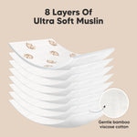 5-Pack Muslin Burp Cloths Baby Boy, Girl - Very Absorbent Baby Burp Cloth Rags, 8-Layers Viscose Derived from Bamboo Cotton Muslin Towel, Super Soft Spit Up Rags, No Shrink Washcloths (KeaFriends)