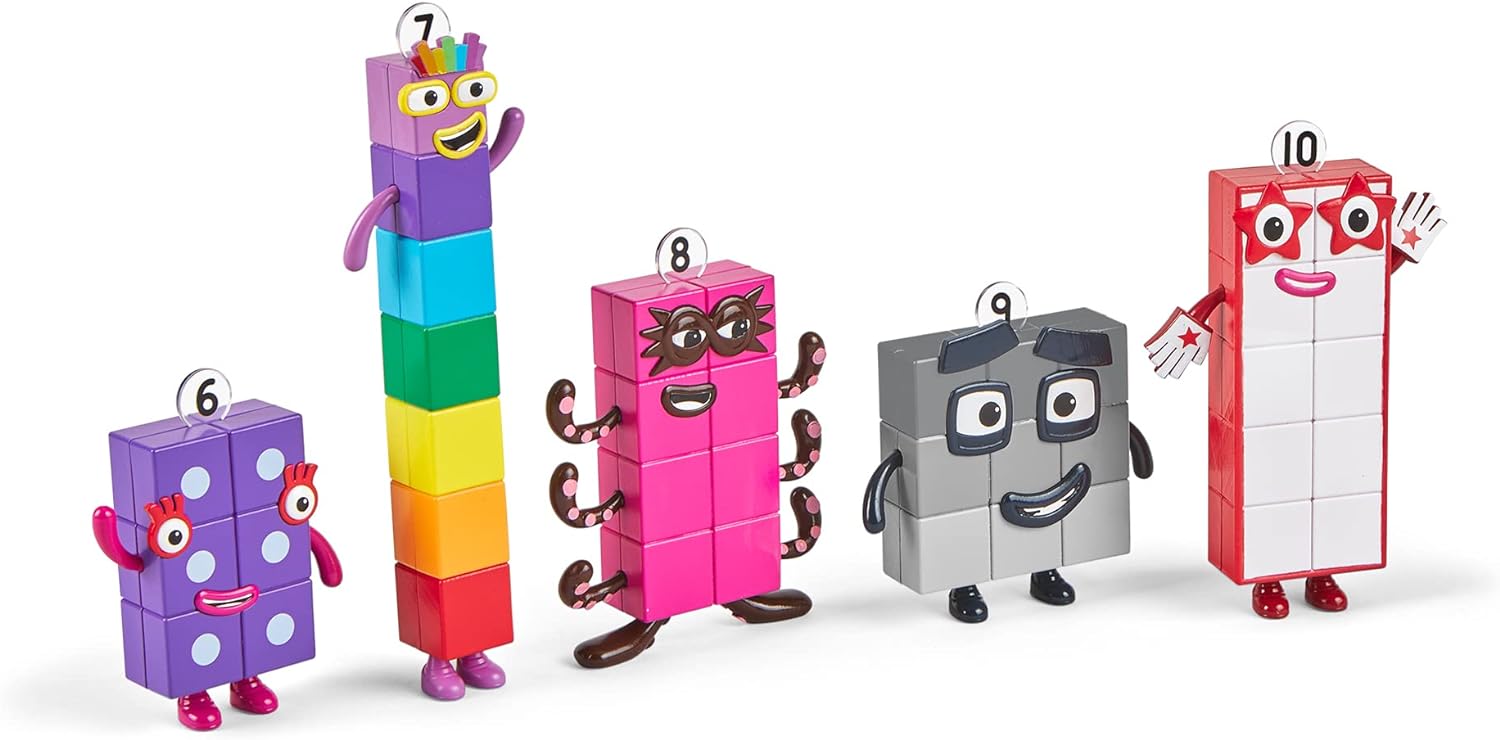 hand2mind Numberblocks Friends Six to Ten Figures, Cartoon Action Figure Set, Toy Figures, Play Figure Playsets, Small Figurines for Kids, Number Toys, Math Toys, Stocking Stuffers for Kids 3-5﻿