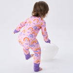 pureborn Baby Girls Sleeper Viscose from Bamboo Pajamas 2-Way Zipper Snug Fit Sleepwear Rainbow Cloud 0-3 Months