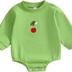 Amiblvowa My First Christmas Baby Boy Girl Outfit Long Sleeve Oversized Crewneck Sweatshirt Shirt Bubble Romper Xmas Clothes