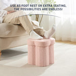 Ornavo Home Pink Boucle Storage Ottoman Cube – Flower-Shaped Footstool with Hidden Storage, Faux Teddy Fur Foot Rest for Living Room, Bedroom & Dorm, 12" Inch