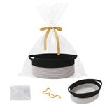 Gift Basket with Gift Bag and Ribbons,Small Rope Woven Shelf Storage,Baskets for Gifts Empty,Birthday,Shower,Decorative Organizer Box for Cat Dog Pet with Handles(White)