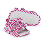 Karwuiio Infant Baby Girls Summer Sandals Cute Plaid Print Bowknot Flat Shoes Non-Slip Sole Flats Newborn First Walker Shoes (Red, 6-9 Months)