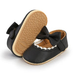 LAFEGEN Baby Girls Mary Jane Flats with Bownot Non Slip Soft Sole PU Leather Newborn Infant Toddler First Walker Cirb Dress Shoes, 0-6 Months Infant, 12 Black