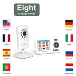 Hellobaby HB30 Video Baby Monitor with Digital Camera and Audio, No WiFi No App Safety Baby Monitor, 8 Languages, Auto Night Vision, 1000ft Transmission Range, 2.4 inch Portable Screen, White