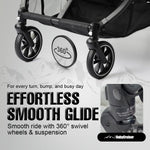 BabyCruiser Double Stroller Newborn and Toddler, Swivel Wheels, One Hand Folding, Compact Size, Lightweight Twin Stroller from Birth up to 48.5 lbs per seat