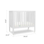 Newton Baby Galileo Mini Crib Solid Beech Wood with Wheels in White Color, Adjustable Mattress Height, Ultra-Safe Non-Toxic Finish, Mini Crib Mattress Included