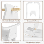 labebe - Wooden Rocking Horse, Baby Wooden Ride On Toys for 12M+, White Rocker Toy with Removable Fence, Toddler Riding Toy Indoor/Outdoor, Nursery Birthday Gift