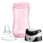 Chicco My Tumbler Toddler Sippy Cup for 2+ Years, 12oz Spill-Proof when Closed Water Bottle with Free-Flow Spout, Flip-Up Carry Handle, Easy Grip, BPA Free, Pink