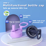 Kids Water Bottle, 2-Pack 16oz Water Bottles with Stickers and Straw, Stainless Steel Vacuum Insulated cup, Kids Water Bottle for School, Gifts for Boys and Girls(Blue/Purple)