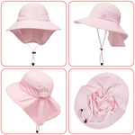 2-Pack Toddler Baby Sun Hat Summer UPF 50+ Protection for Boys Girls Kids Adjustable Beach Hats with Bucket Wide Brim Age 1-7 Years Outdoor(Small,Pink + White)