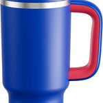 40 oz Tumbler with Handle and Straw: Stainless Steel Insulated Tumbler Keeps Cold for 24 Hours, Leakproof Travel Cup Fits in Cup Holder and BPA-Free, Cotton Candy