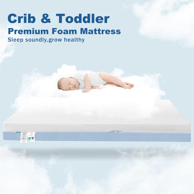 ASANEST Premium Dual Sided Crib Mattress & Protector(1-Pack),Toddler Bed Mattress,5" Thick Firm Soft Crib Mattress,Cooling Washable Knitted Fabric,52 x 28 x 5 inches