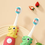 SHEWOQISU 3-Pack Children's Dinosaur Toothbrush for 0-6 Years, Ultra-Soft Bristles
