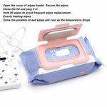 Baby Wipe Warmer, Constant Temperature Evenly Heating Portable USB Wet Wipe Heater Pink Large Capacity Baby Wipe Holder