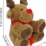 Toyvian Reindeer Stuffed Animal: 11.4 Inch Soft Christmas Elk Stuffed Plush Toy - Cashmere & PP Cotton Material - Cute Rudolph Reindeer Deer Doll for Christmas Home Decor (Sitting Position)