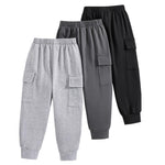 Nivne Tco Boys Casual Pants-Solid Color Soft Trousers- Toddler Boys 3 Pack Sweatpants Set (5 Years)